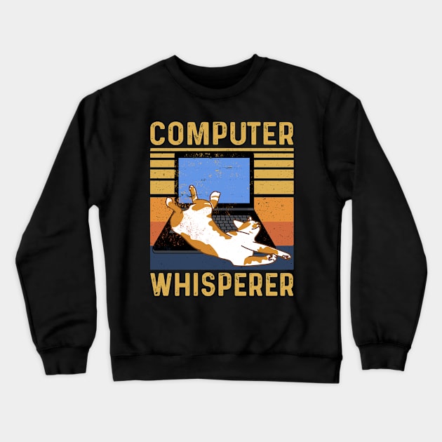 Funny Cat, Computer Whisperer Crewneck Sweatshirt by Seaside Designs